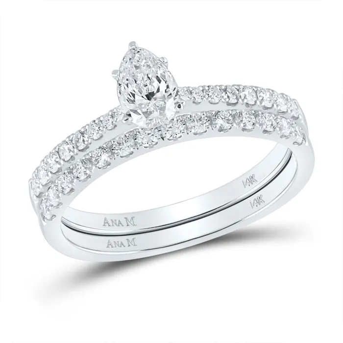 gndatlanta Rings 14k White Gold Pear Diamond Bridal Wedding Ring Set 1 Cttw Certified gndatlanta Rings 14k White Gold Pear Diamond Bridal Wedding Ring Set 1 Cttw Certified