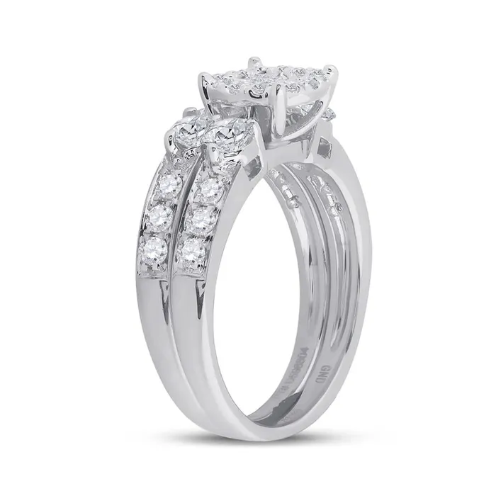 gndatlanta Rings 14k White Gold Princess Diamond Bridal Wedding Ring Set 112 Cttw
