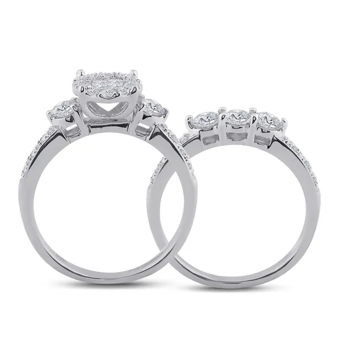 gndatlanta Rings 14k White Gold Princess Diamond Bridal Wedding Ring Set 112 Cttw