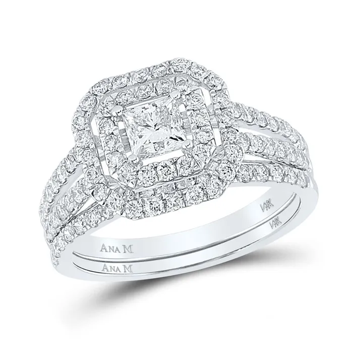 gndatlanta Rings 14k White Gold Princess Diamond Bridal Wedding Ring Set 112 Cttw Certified gndatlanta Rings 14k White Gold Princess Diamond Bridal Wedding Ring Set 112 Cttw Certified