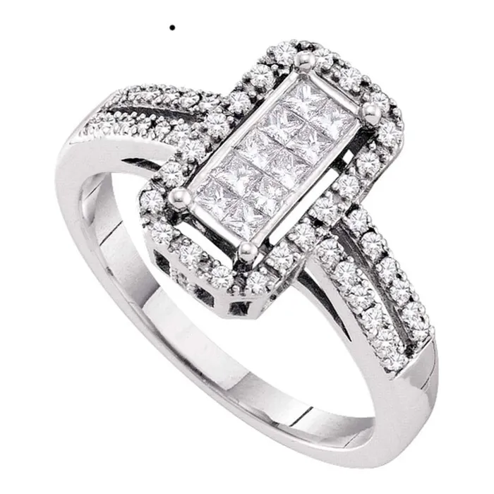 gndatlanta Rings 14k White Gold Princess Diamond Cluster Bridal Engagement Ring 38 Cttw gndatlanta Rings 14k White Gold Princess Diamond Cluster Bridal Engagement Ring 38 Cttw