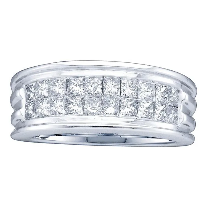 gndatlanta Rings 14k White Gold Princess Diamond Wedding Band Ring 12 Cttw gndatlanta Rings 14k White Gold Princess Diamond Wedding Band Ring 12 Cttw