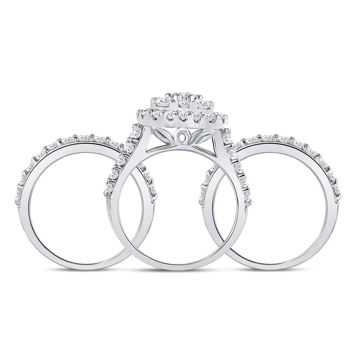 gndatlanta Rings 14k White Gold Round Diamond Bridal Wedding Ring Set 334 Cttw