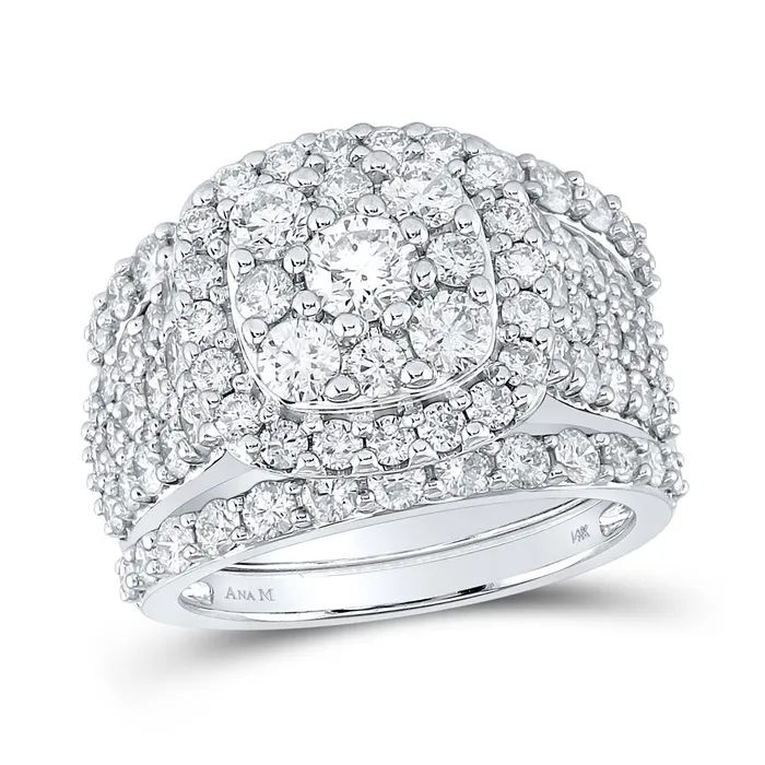 gndatlanta Rings 14k White Gold Round Diamond Bridal Wedding Ring Set 334 Cttw