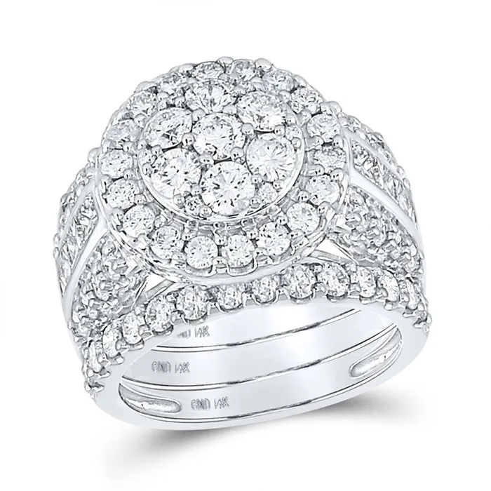 gndatlanta Rings 14k White Gold Round Diamond Bridal Wedding Ring Set 3 Cttw gndatlanta Rings 14k White Gold Round Diamond Bridal Wedding Ring Set 3 Cttw