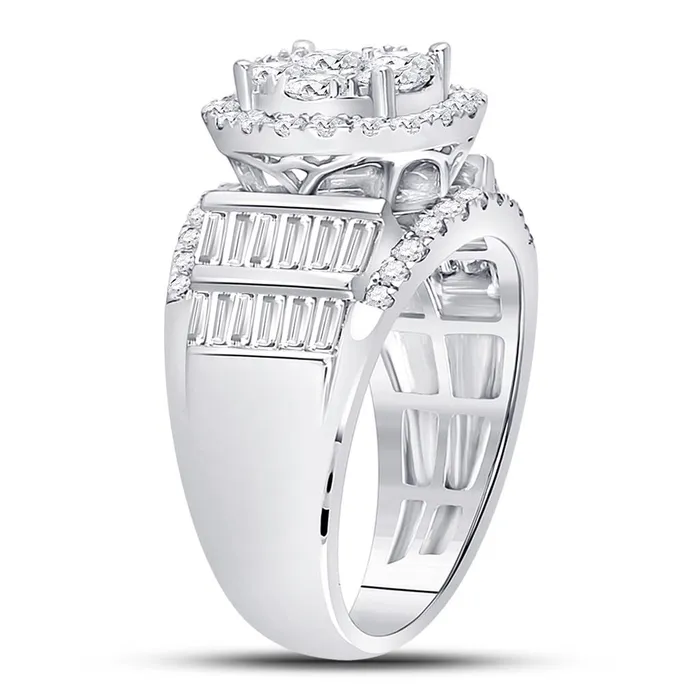 gndatlanta Rings 14k White Gold Round Diamond Cluster Bridal Engagement Ring 178 Cttw