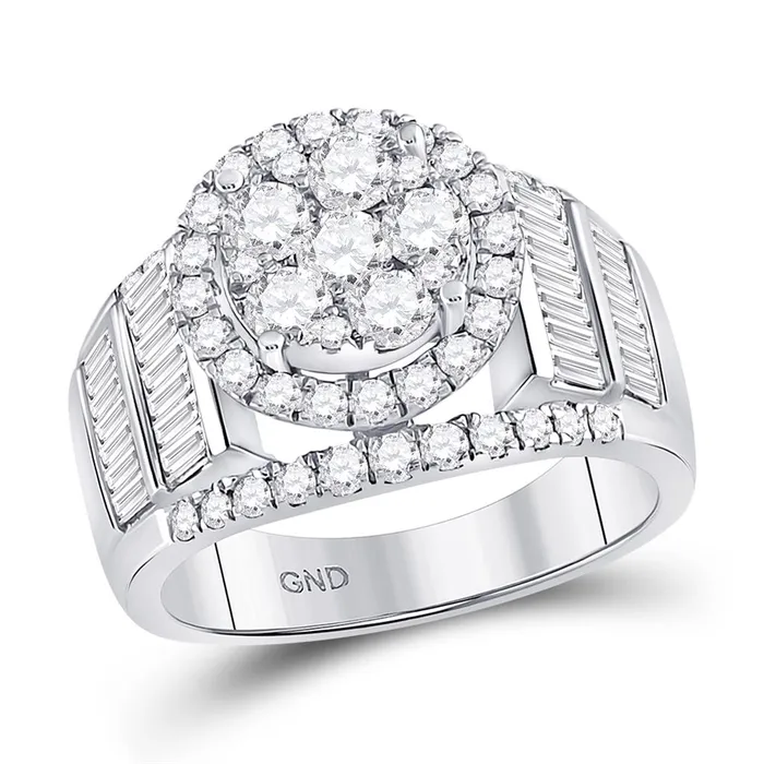 gndatlanta Rings 14k White Gold Round Diamond Cluster Bridal Engagement Ring 178 Cttw