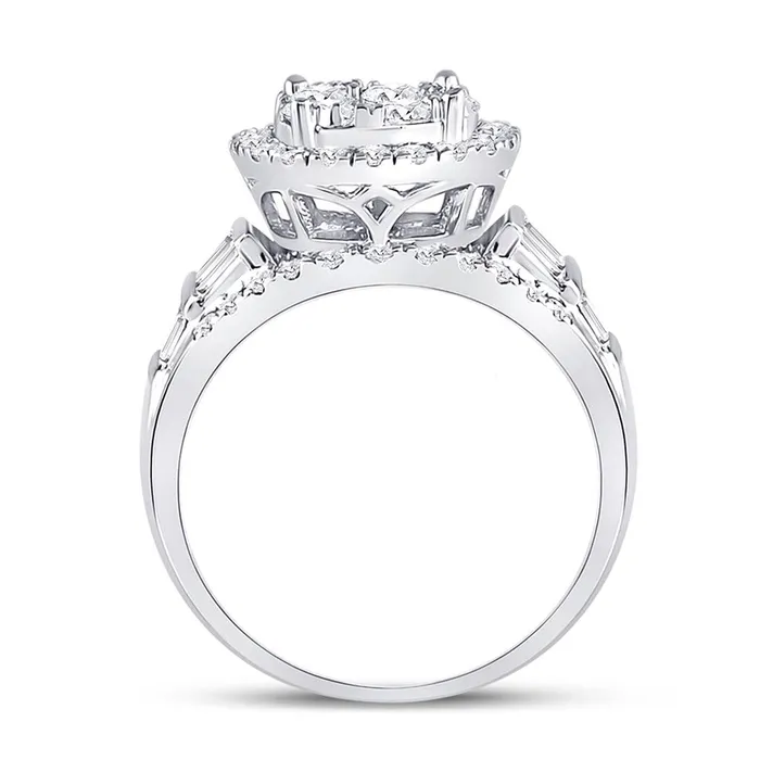 gndatlanta Rings 14k White Gold Round Diamond Cluster Bridal Engagement Ring 178 Cttw