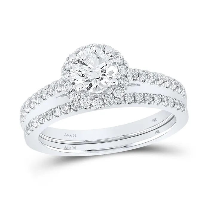 gndatlanta Rings 14k White Gold Round Diamond Halo Bridal Wedding Ring Set 113 Cttw gndatlanta Rings 14k White Gold Round Diamond Halo Bridal Wedding Ring Set 113 Cttw