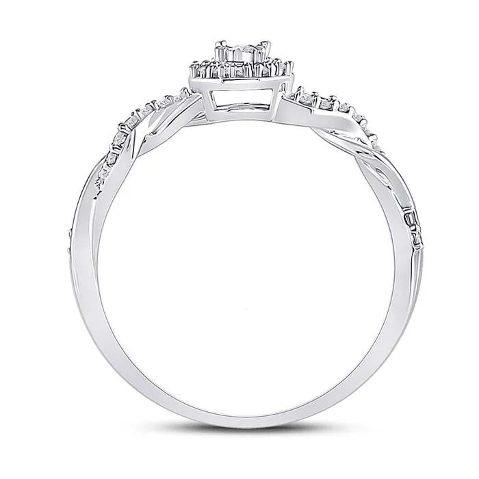 gndatlanta Rings 14k White Gold Round Diamond Solitaire Twist Woven Promise Ring 16 Cttw