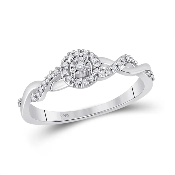 gndatlanta Rings 14k White Gold Round Diamond Solitaire Twist Woven Promise Ring 16 Cttw