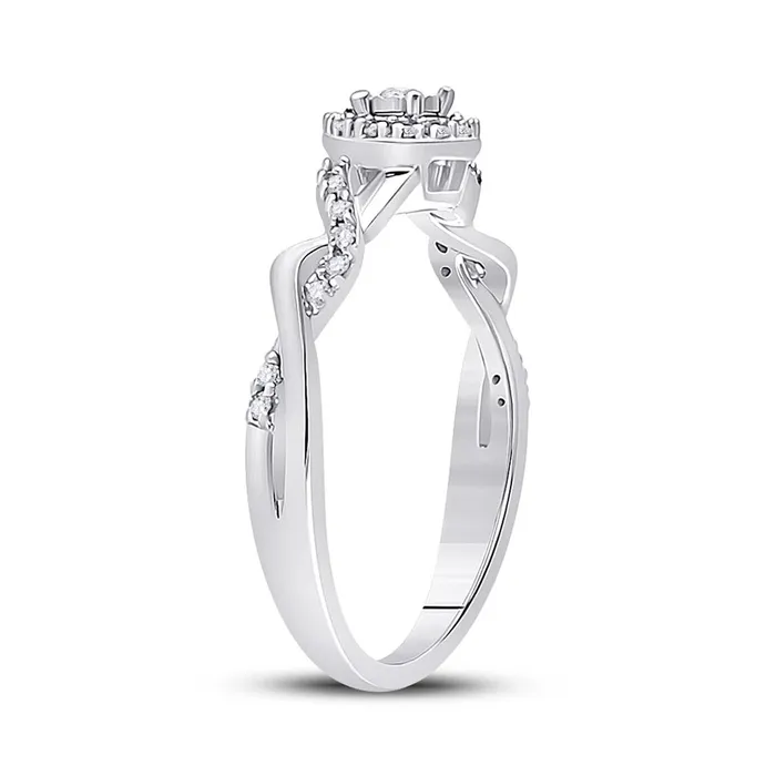 gndatlanta Rings 14k White Gold Round Diamond Solitaire Twist Woven Promise Ring 16 Cttw