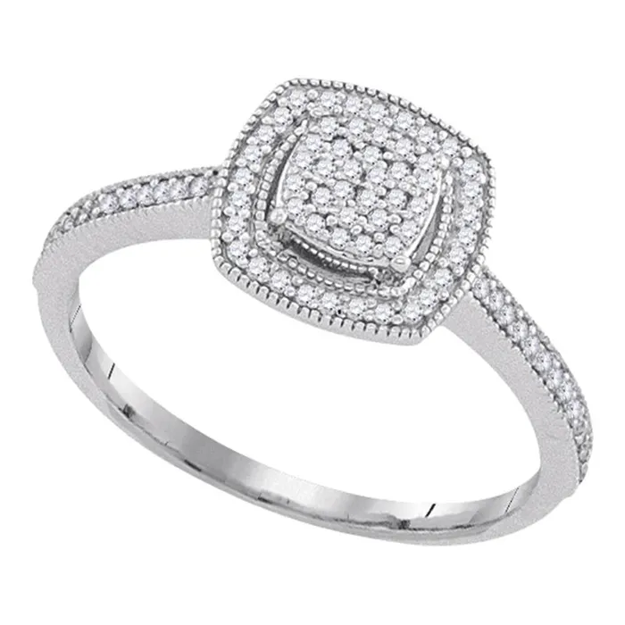 gndatlanta Rings 14k White Gold Round Diamond Square Cluster Ring 15 Cttw gndatlanta Rings 14k White Gold Round Diamond Square Cluster Ring 15 Cttw