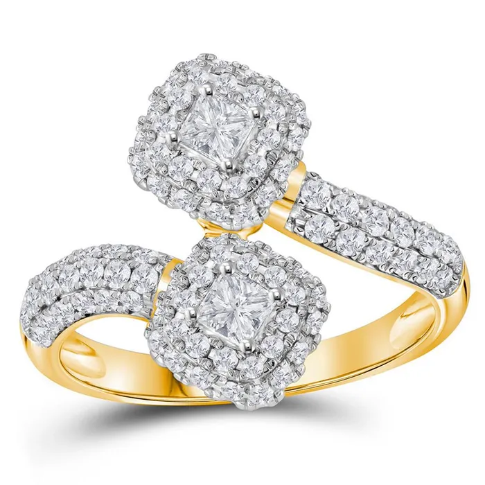 gndatlanta Rings 14k Yellow Gold Princess Diamond 2stone Bridal Engagement Ring 12 Cttw Certified gndatlanta Rings 14k Yellow Gold Princess Diamond 2stone Bridal Engagement Ring 12 Cttw Certified