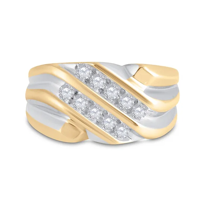 gndatlanta Rings 14k Yellow Gold Round Diamond Band Ring 12 Cttw