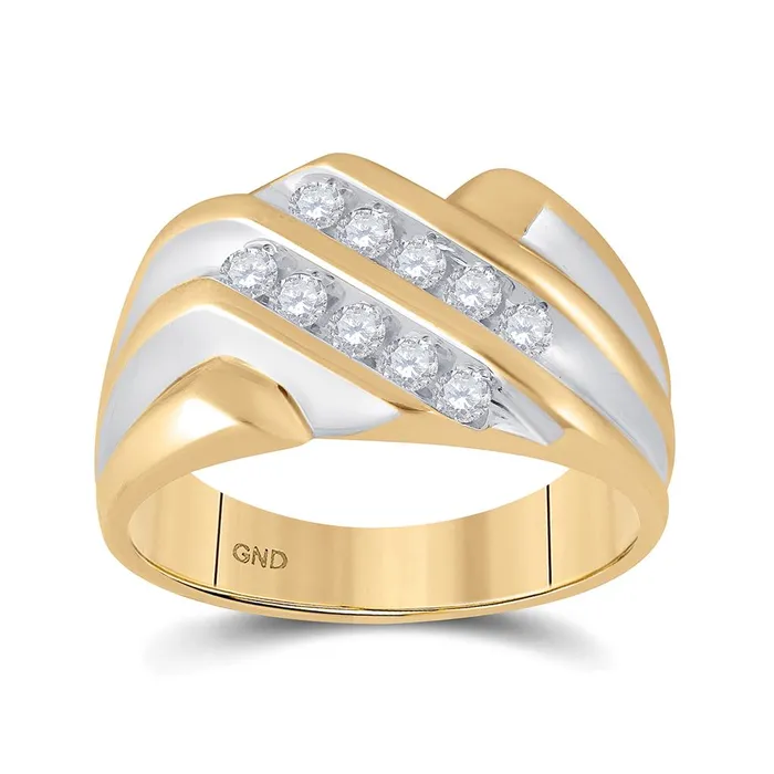 gndatlanta Rings 14k Yellow Gold Round Diamond Band Ring 12 Cttw
