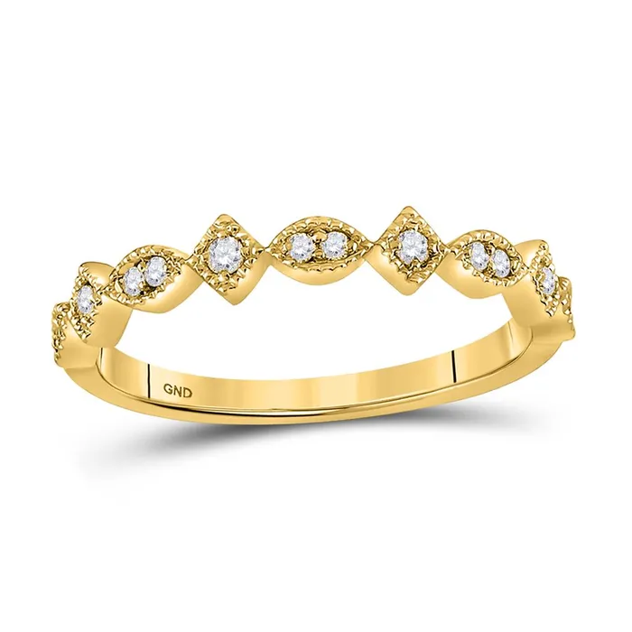 gndatlanta Rings 14k Yellow Gold Round Diamond Geometric Stackable Band Ring 110 Ctw gndatlanta Rings 14k Yellow Gold Round Diamond Geometric Stackable Band Ring 110 Ctw