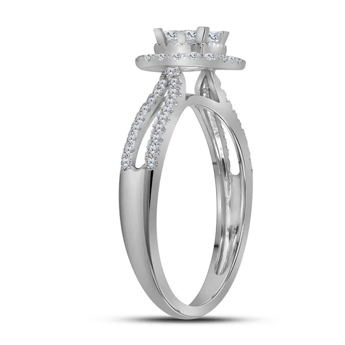 gndatlanta Rings 14kt White Gold Princess Diamond Cluster Fashion Ring 12 Cttw gndatlanta Rings 14kt White Gold Princess Diamond Cluster Fashion Ring 12 Cttw