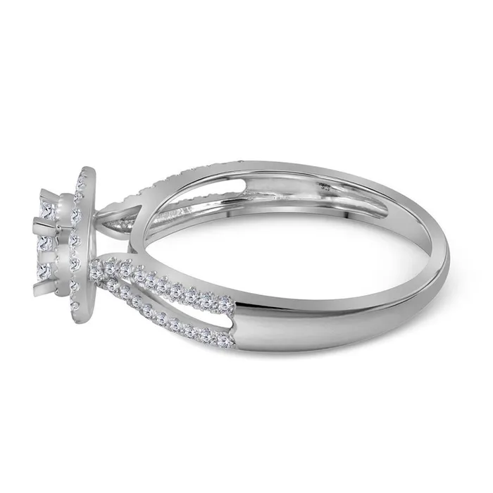 gndatlanta Rings 14kt White Gold Princess Diamond Cluster Fashion Ring 12 Cttw