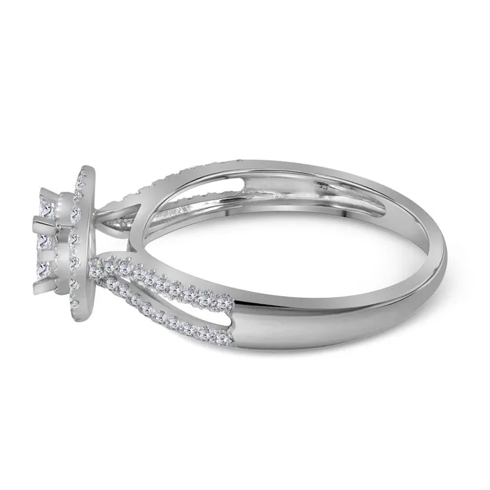 gndatlanta Rings 14kt White Gold Princess Diamond Cluster Fashion Ring 12 Cttw