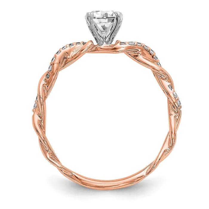 Goldia 011ct CZ Solid Real 14k Rose Gold Peg Set CrissCross Engagement Ring Rings