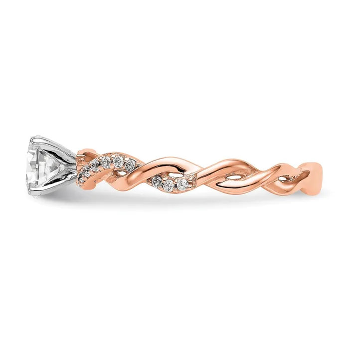 Goldia 011ct CZ Solid Real 14k Rose Gold Peg Set CrissCross Engagement Ring Rings