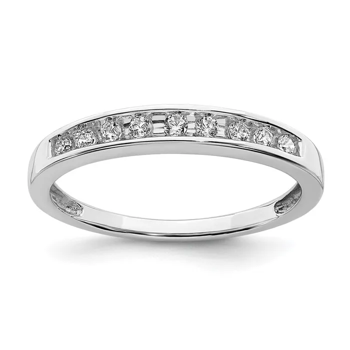 Goldia 016ct CZ Solid Real 14k White Gold Wedding Band Ring Rings