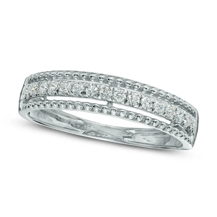 Goldia 020 CT TW Natural Diamond Beaded Edge Band in Sterling Silver Rings Goldia 020 CT TW Natural Diamond Beaded Edge Band in Sterling Silver Rings