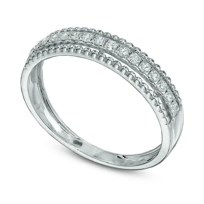 Goldia 020 CT TW Natural Diamond Beaded Edge Band in Sterling Silver Rings Goldia 020 CT TW Natural Diamond Beaded Edge Band in Sterling Silver Rings