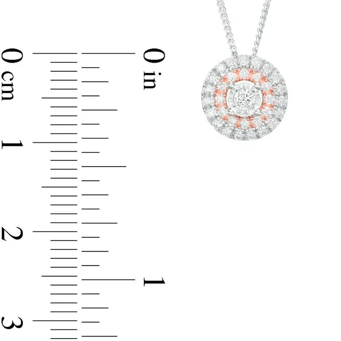 Goldia 025 CT TW Natural Diamond Double Frame Pendant in Sterling Silver and 10K Rose Gold Necklaces Goldia 025 CT TW Natural Diamond Double Frame Pendant in Sterling Silver and 10K Rose Gold Necklaces