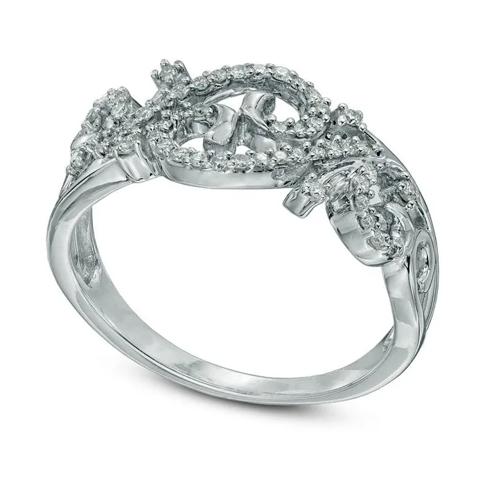 Goldia 025 CT TW Natural Diamond Open Scroll Ring in Solid 10K White Gold Rings Goldia 025 CT TW Natural Diamond Open Scroll Ring in Solid 10K White Gold Rings