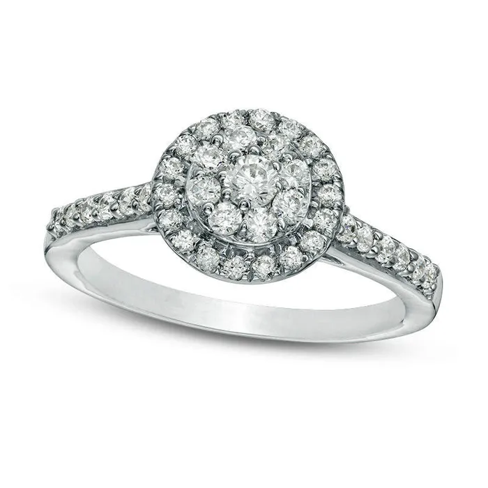 Goldia 050 CT TW Natural Diamond Double Frame Ring in Solid 10K White Gold Rings Goldia 050 CT TW Natural Diamond Double Frame Ring in Solid 10K White Gold Rings