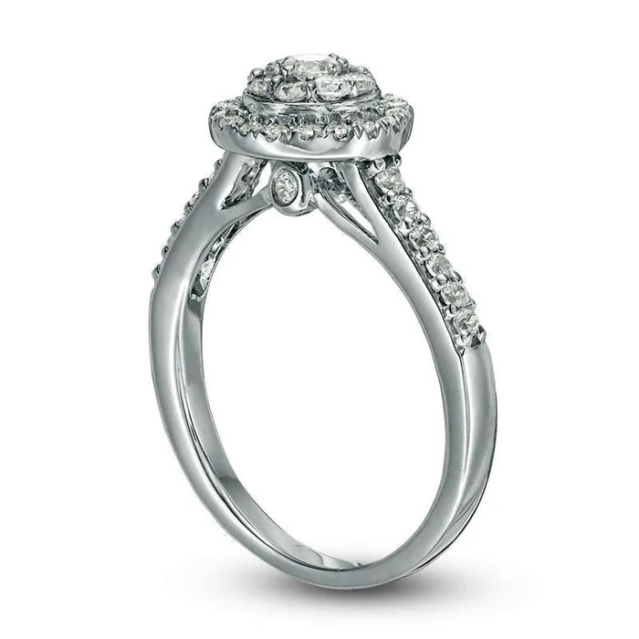 Goldia 050 CT TW Natural Diamond Double Frame Ring in Solid 10K White Gold Rings Goldia 050 CT TW Natural Diamond Double Frame Ring in Solid 10K White Gold Rings