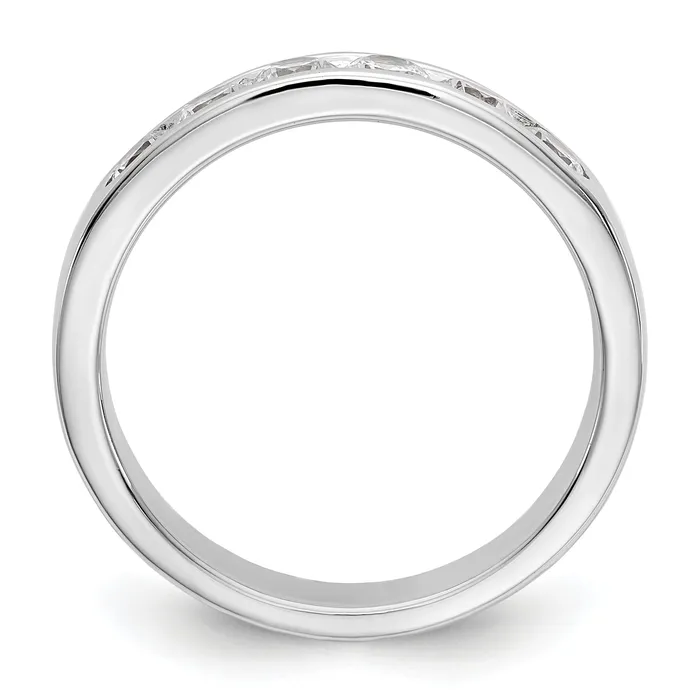 Goldia 069ct CZ Solid Real 14K White Gold 631mm Stone Channel Wedding Band Ring Rings