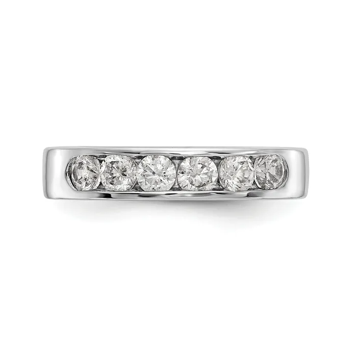 Goldia 069ct CZ Solid Real 14K White Gold 631mm Stone Channel Wedding Band Ring Rings