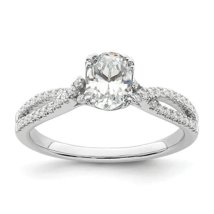 Goldia 075ct CZ Solid Real 14k White Polish Criss Cross 34ct Oval Eng Dia Ring Rings Goldia 075ct CZ Solid Real 14k White Polish Criss Cross 34ct Oval Eng Dia Ring Rings