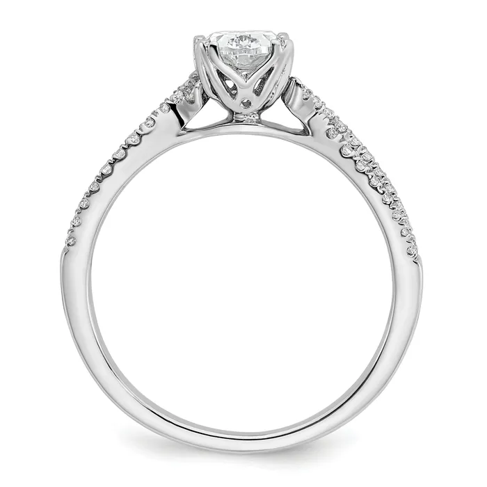 Goldia 075ct CZ Solid Real 14k White Polish Criss Cross 34ct Oval Eng Dia Ring Rings