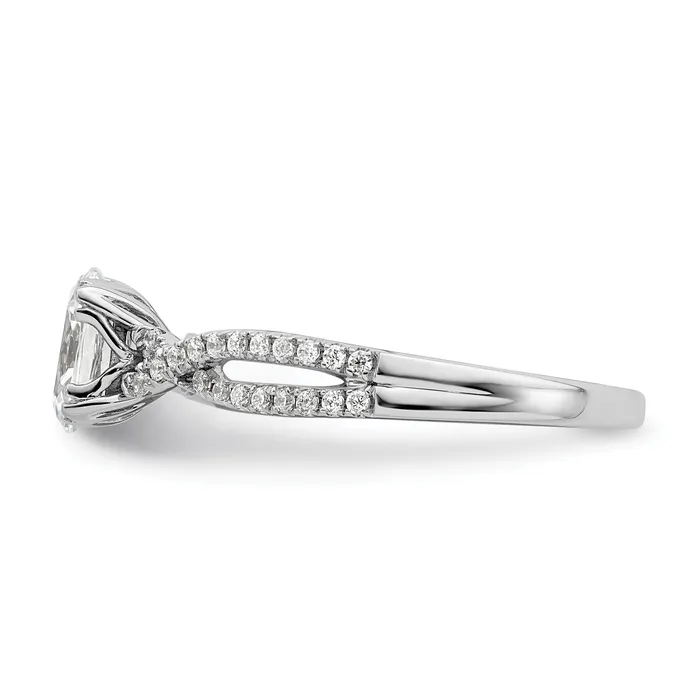Goldia 075ct CZ Solid Real 14k White Polish Criss Cross 34ct Oval Eng Dia Ring Rings