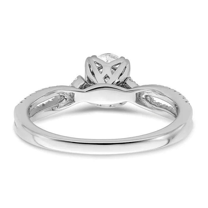 Goldia 075ct CZ Solid Real 14k White Polish Criss Cross 34ct Oval Eng Dia Ring Rings