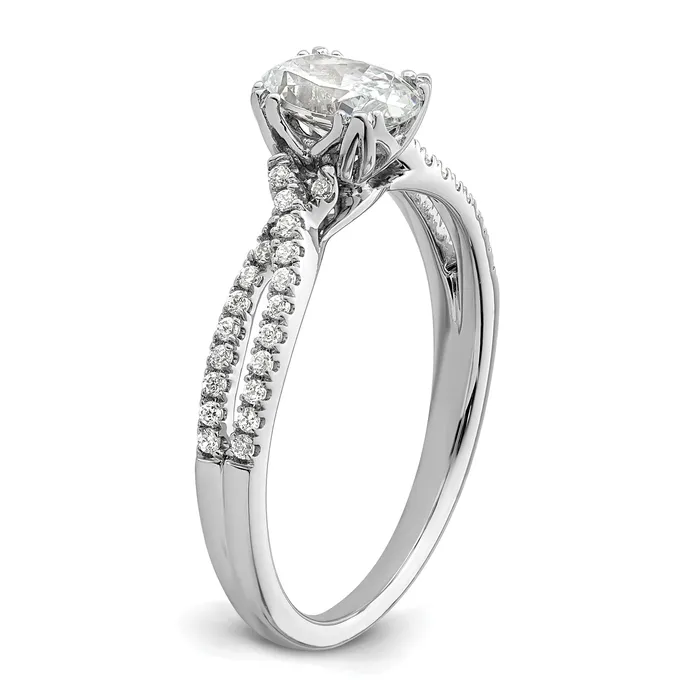 Goldia 075ct CZ Solid Real 14k White Polish Criss Cross 34ct Oval Eng Dia Ring Rings