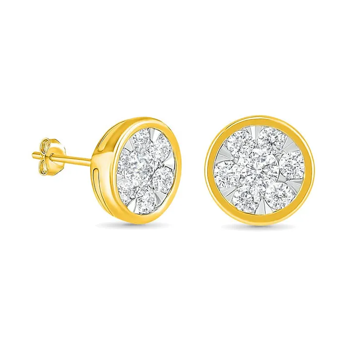 Goldia 1 CT TW Composite Diamond Circle Stud Earrings in 10K Gold Earrings Goldia 1 CT TW Composite Diamond Circle Stud Earrings in 10K Gold Earrings