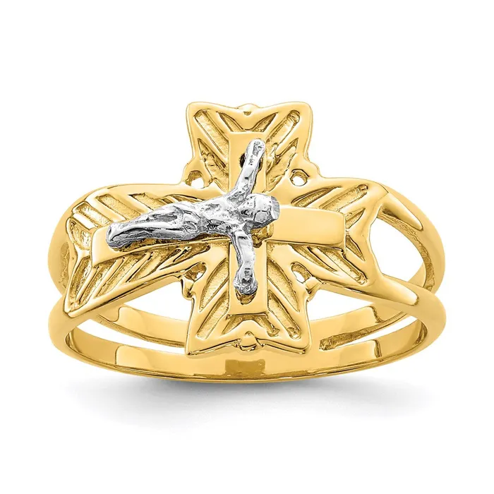 Goldia 14K TwoTone Gold Polished Crucifix Ring Rings