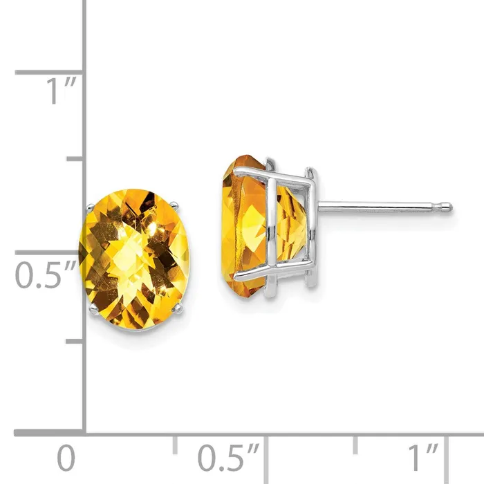 Goldia 14k White Gold 10x8mm Oval Citrine Checker Earrings Earrings