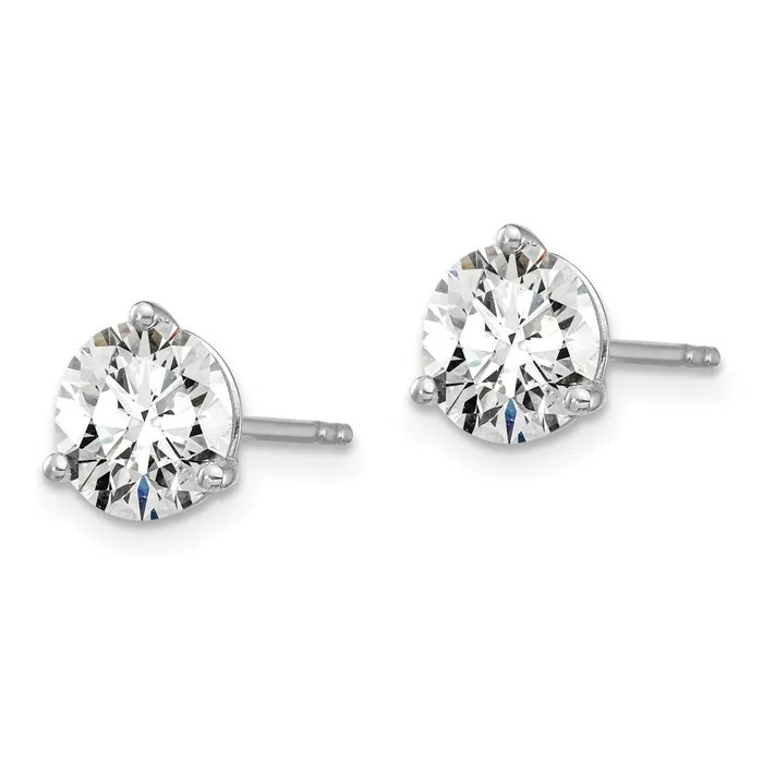 Goldia 14k White Gold 4 ctw Certified Lab Grown Diamond VSSI G Round 3 Prong Heavy Wt Stud Earrings Earrings