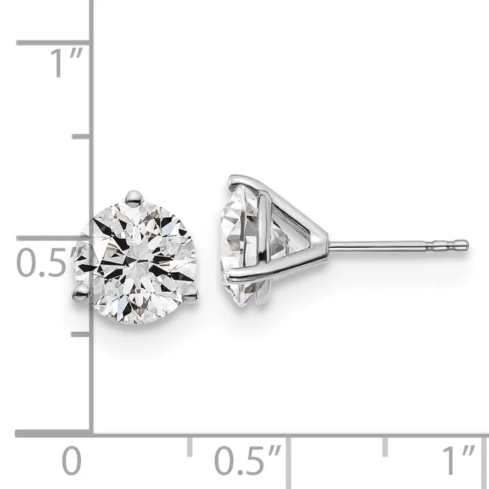 Goldia 14k White Gold 4 ctw Certified Lab Grown Diamond VSSI G Round 3 Prong Heavy Wt Stud Earrings Earrings
