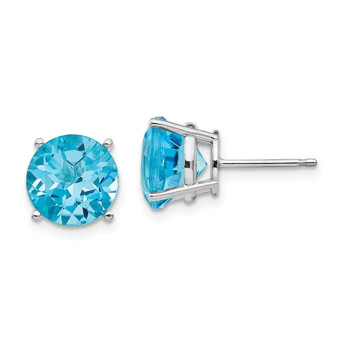 Goldia 14k White Gold 9mm Blue Topaz Earrings Earrings