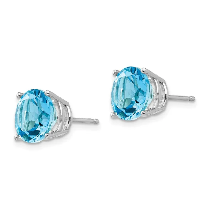 Goldia 14k White Gold 9mm Blue Topaz Earrings Earrings