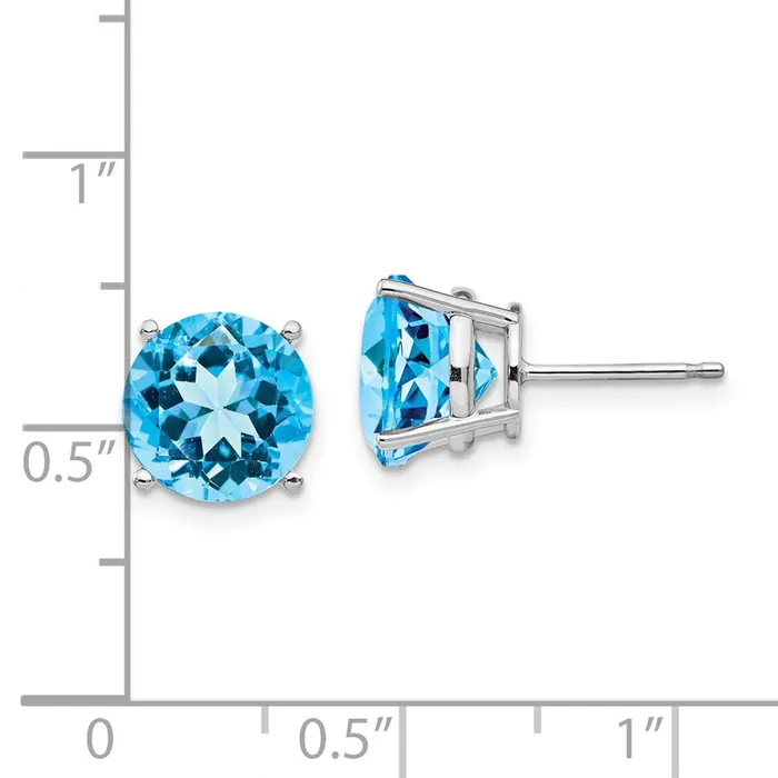 Goldia 14k White Gold 9mm Blue Topaz Earrings Earrings