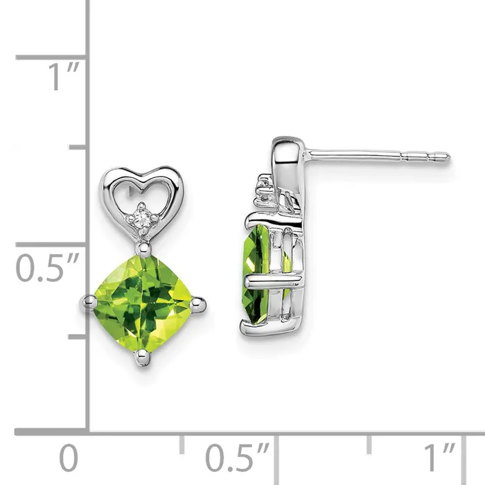 Goldia 14k White Gold Peridot and Real Diamond Heart Earrings Earrings