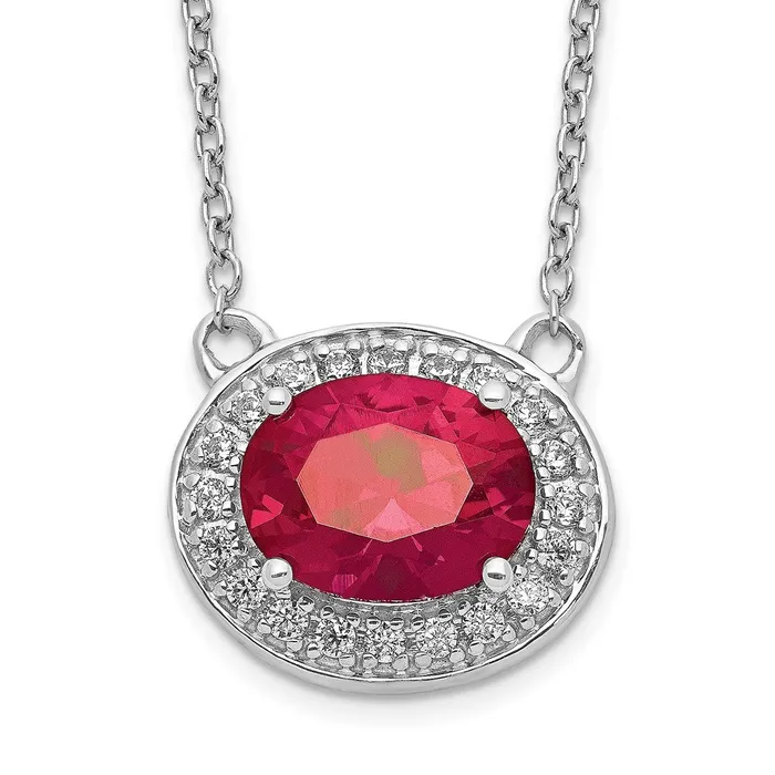 Goldia 14k White Gold Real Diamond and Oval Ruby 18 inch Necklace Necklaces Goldia 14k White Gold Real Diamond and Oval Ruby 18 inch Necklace Necklaces